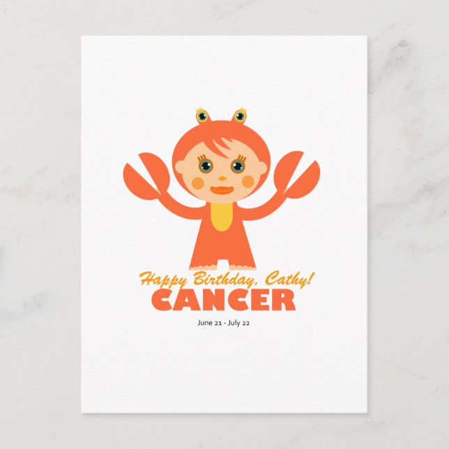 Postal Zodiac cancerígeno para niños (Anverso)
