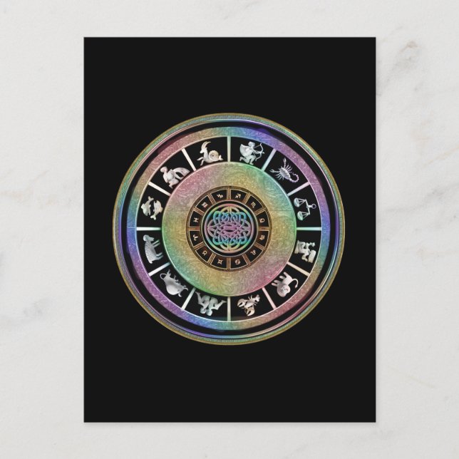 Postal Zodiac celta arcoiris Mandala (Anverso)