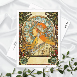 Postal Zodiac Ilustracion Alphonse Mucha
