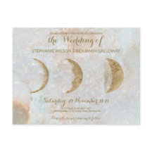 Postal Zodiac Moon Ice Blue Celestial Gold