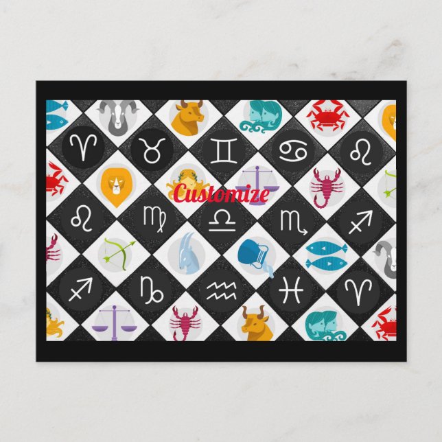 Postal Zodiac Sun Rótulo Astrología Calendario Thunder_Co (Anverso)