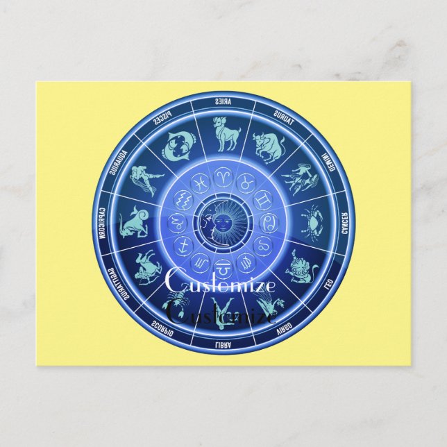 Postal Zodiac Sun Rótulo Astrología Calendario Thunder_Co (Anverso)