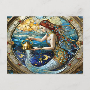 Postal Zodíaco - Acuario La Portadora de Agua Sirena