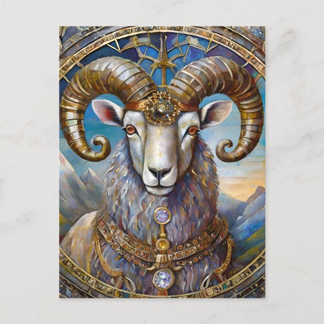 Postal Zodiaco - Aries The Ram (Anverso)