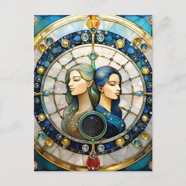 Postal Zodiaco - Géminis Los Gemelos (Anverso)