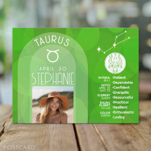 Postal Zodíaco Tauro Foto Personalizada de Cumpleaños Ast