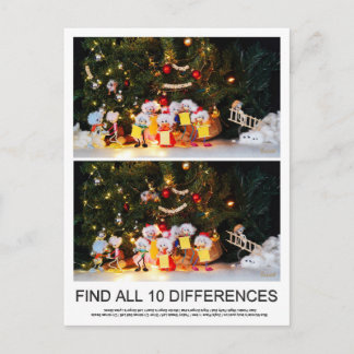 Postal Zoekplaatje van 10 verschillen van de Kerstfubby's