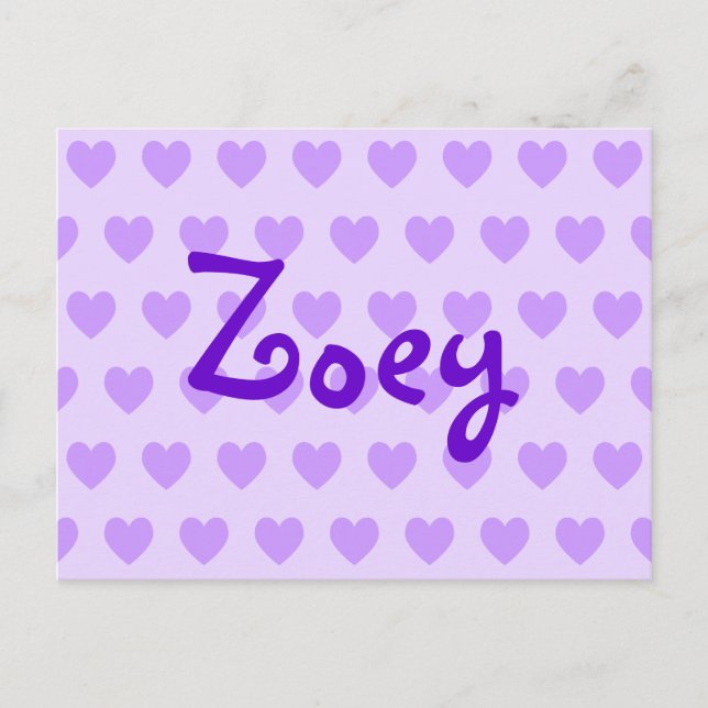 Postal Zoey en morado (Anverso)