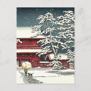 Postal "Zojoji en Nieve" por Kawase Hasui 川 瀬 巴 水
