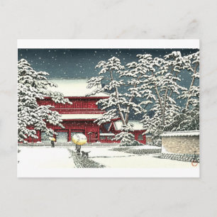 Postal "Zojoji en Nieve" por Kawase Hasui 川 瀬 巴 水