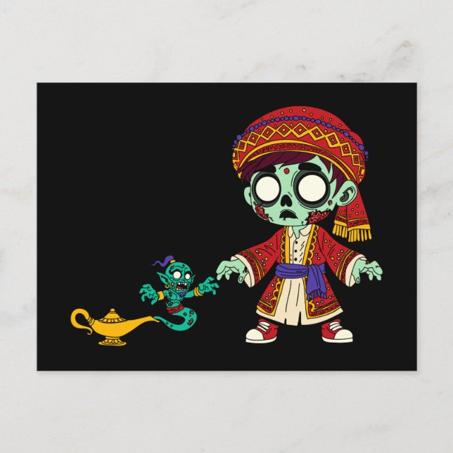 Postal Zombie Aladdin y Genio Zombie (Anverso)