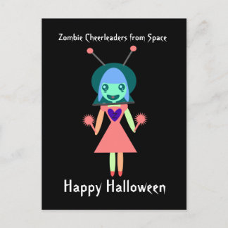 Postal Zombie Cheerleader from Space Happy Halloween