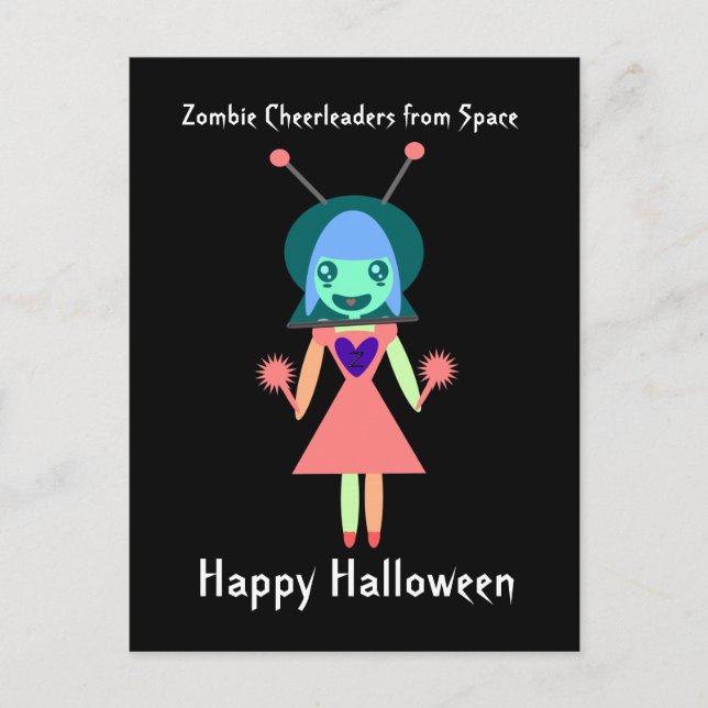 Postal Zombie Cheerleader from Space Happy Halloween (Anverso)