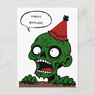 Postal Zombie con sombrero de fiesta Feliz cumpleaños