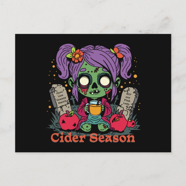 Postal Zombie de la temporada de Apple Cider (Anverso)
