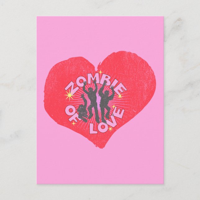 Postal Zombie de Love Retro Punk Grunge Rocker Valentines (Anverso)