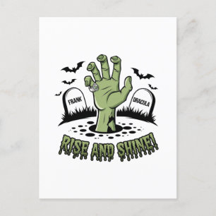 Postal Zombie Hand Rising Halloween Diseño divertido y es