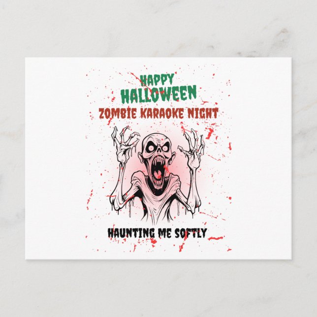 Postal Zombie Karaoke Night – Funny Halloween Party (Anverso)