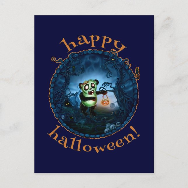 Postal Zombie Panda Happy Halloween (Anverso)