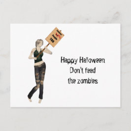 Postal Zombie Pin Up Chica Protesta I Postcard