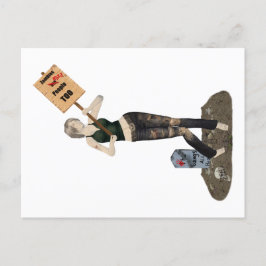 Postal Zombie Pin Up Chica Protesta Postcard II