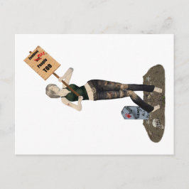 Postal Zombie Pin Up Chica Protesta Postcard II