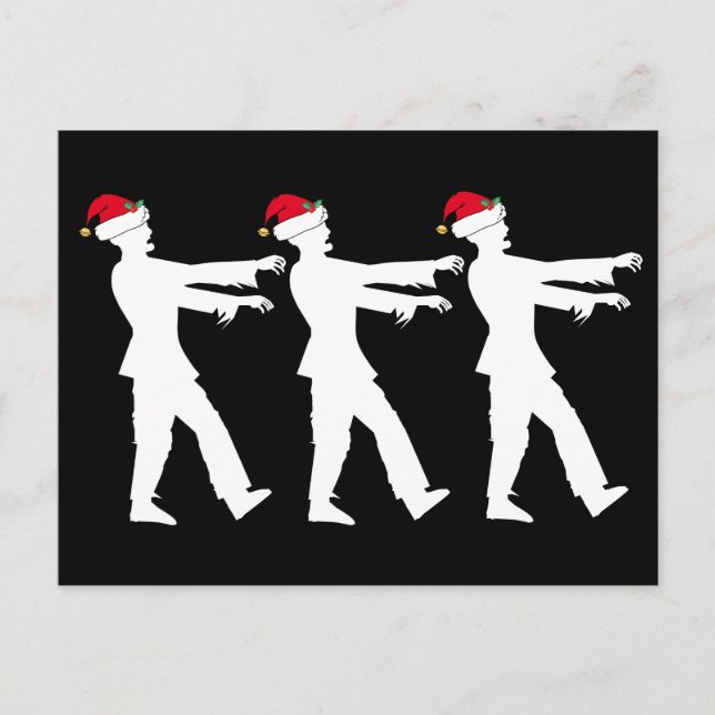 Postal Zombie Santa Hat Navidades Humor de terror negro (Anverso)