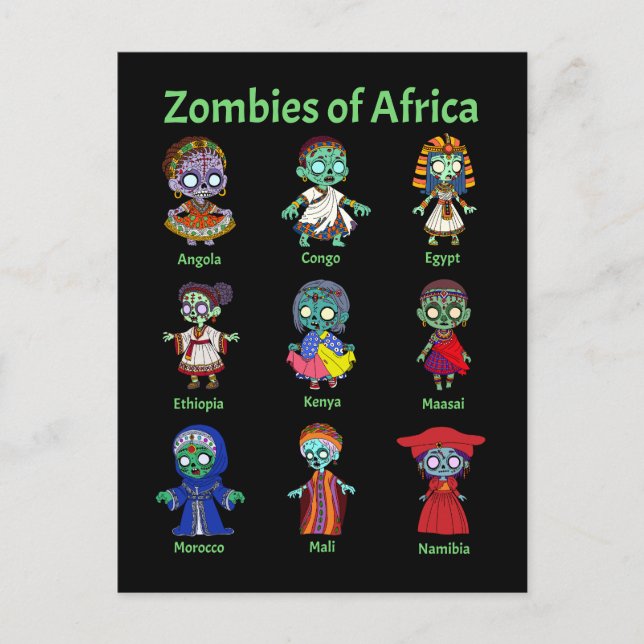 Postal Zombies de África (Anverso)