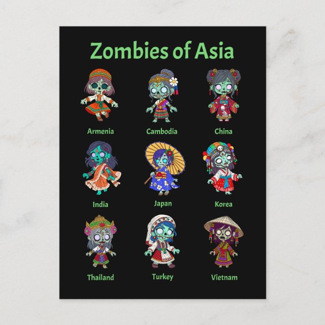 Postal Zombis de Asia (Anverso)