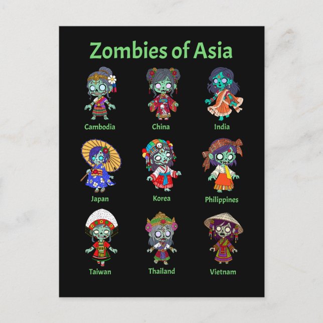 Postal Zombis de Asia (Anverso)