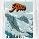 Postal Zona de esquí Alta Invierno Utah Vintage<br><div class="desc">Diseño de arte Alta Winter que muestra el paisaje invernal.</div>