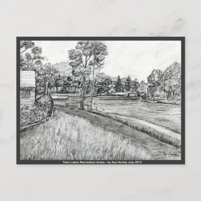 Postal Zonas de recreo de los lagos gemelos ~ No Pensilva (Anverso)