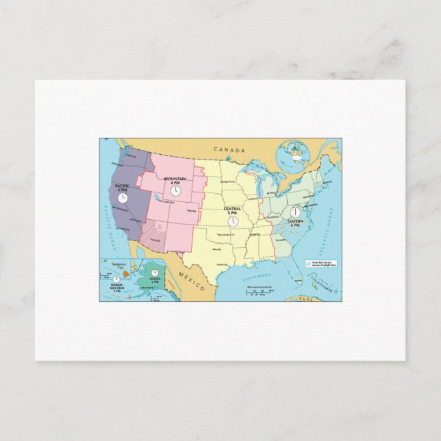 Postal Zonas horarias de Estados Unidos (Anverso)