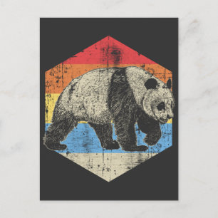 Postal Zoológico de arte Panda Vintage