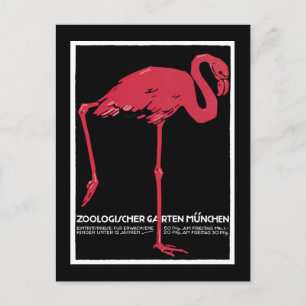 Postal Zoológico de Munich, Poster de Viajes Alemán Vinta