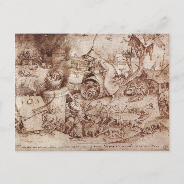 Postal Zorn (Ira) por Pieter Bruegel el Viejo (Anverso)