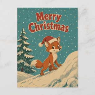 Postal Zorro Banco de Nieve Animal Navidad