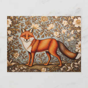 Postal Zorro caminando inspirado en William Morris