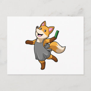 Postal Zorro como peluquero con tijeras