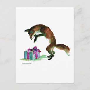 Postal zorro con presente