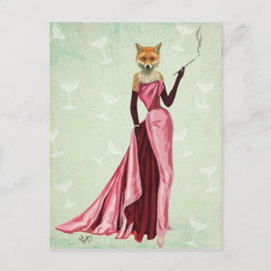 Postal Zorro de glamour en rosa 2