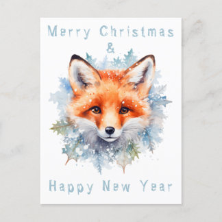 Postal Zorro de nieve y Navidades