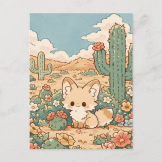 Postal Zorro Fennec Polvoriento Sabio Desierto Kawaii