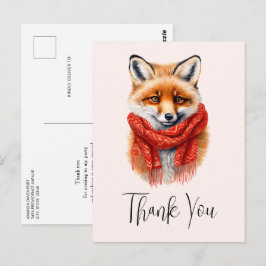 Postal Zorro lindo con una bufanda roja Imagen de otoño G