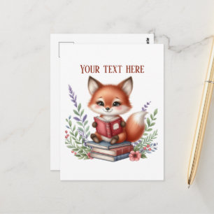 Postal Zorro lindo leyendo personalizable
