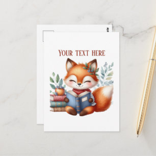 Postal Zorro lindo leyendo personalizable