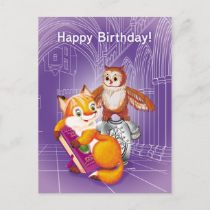 Postal zorro y búho