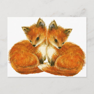 Postal Zorros gemelos bebés