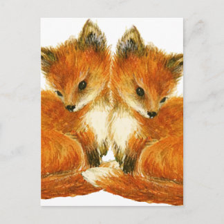 Postal Zorros gemelos bebés