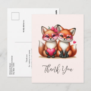 Postal Zorros Naranjas Adorables Enamorado Gracias